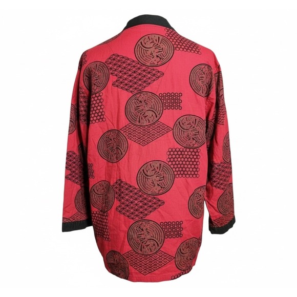 Sears Roebucks Vtg Noragi Style Asian Inspired Print Kimono Cardigan Jacket Sz M - Picture 3 of 4